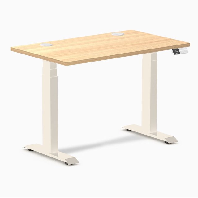 Desky Bureau Assis-Debout Mini Double - Teck Sublime / 40 x 24 Pouces avec Oeillets / Blé
