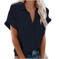 thumbnail image 1 of Birdeem Fashion Woman Causal Button Solid Blouse Short Sleeve T-Shirt Summer Tops, 1 of 6
