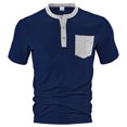 thumbnail image 2 of Mens Henley Shirts Short Sleeve Casual T-Shirts Colorblock Summer Button T Shirts Basic Tees with Pocket, 2 of 4