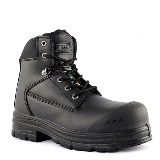JB Goodhue Bottes de Travail pour Hommes DASH2 6 en Noir avec Empeigne en Cuir Lisse, Embout Renforcé en TPU et Oeillets en Métal. Comprend une Surpiqûre Norwegienne Fendue, une Isolation Thinsulate de 200 g, une Doublure Cambrella et une Semelle Extérieure en PU Résistante à l'Huile avec une Bande de Roulement Antidérapante. Semelle Intercalaire en PU Légère Offre de la Flexibilité, Idéale pour des Chaussures de Travail Durables et Isolées dans les Climats Canadiens.