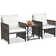 thumbnail image 2 of Costway 3 PCS Patio Rattan Furniture Set Acacia Wood Coffee Table & 2 Chairs Backyard, 2 of 9