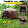 thumbnail image 3 of KFFKFF Enclosed Pavilion, 12 x 12 ft, Hexagonal Instant Outdoor Canopy with Netted Windows, Compact Transport Sack, Soil Anchors, Spacious Sunshade Shelters for Wilderness Camping, Garden and Patio, 3 of 9
