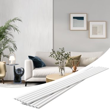 MODCART 16 Pack Slat Wall Panels, WPC Soundproof 3D Wall Panel for Interior Wall Decor, 48 x 6 in (48 in-White)