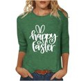 thumbnail image 1 of Dvkptbk Chemises pour Femmes Habillées Décontractées 2024 Joyeuses Pâques Hauts Graphiques Mode Décontractée Col Rond Manches Trois-Quarts T-Shirt Haut, 1 of 3