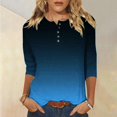 thumbnail image 2 of Yuyuzo Womens 3/4 Sleeve Tops Basic Button Crew Neck Solid Color Loose Fitted Tunics Tee Blouses, 2 of 5