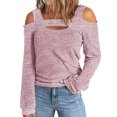 thumbnail image 1 of Pisexur Crewneck Shirts for Women Solid Color Off-shoulder Patchwork Tunic Tops Halter-Neck Long Sleeve Compression Shirts Athletic Tight Workout Top, 1 of 5