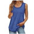 thumbnail image 1 of Hiiyo Women's Ribbed Round Neck Tank Top Summer Casual Sleeveless Tops, Blue XXL, 1 of 3
