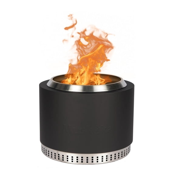 Muskoka 19.5" Black Steel/Stainless Steel Smokeless Wood Fire Pit with Lid, Poker & Protective Cover