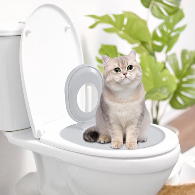 Pet Supplies Cat Toilet Seat Training Kit and System for Indoor Use - Reusable Trainer Seat Tool to Teach Cats to Use the Toilet Easy Indoor Solution Pet Cleaning