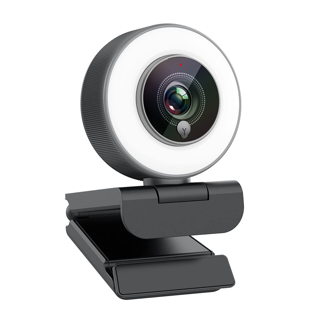 Angetube Caméra Web 1080P HD avec Anneau Lumineux et Micro Réglables Intégrés. Caméra Web AF à Mise au Point Automatique Avancée pour Google Meet Gamer, Facebook, YouTube, Diffuseur