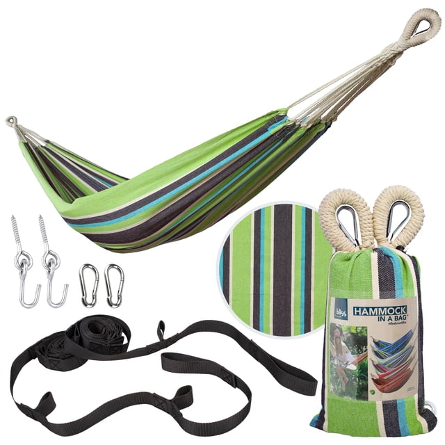 Bliss Hammocks 40"W Single Hammock with Rope Loops & Tree Straps, 220 lb, Country Club