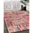 thumbnail image 2 of Ahgly Company Tapis d'Intérieur Ronds Abstraits Rose Saumon Foncé Patchwork, 4 Pieds Rond, 2 of 6