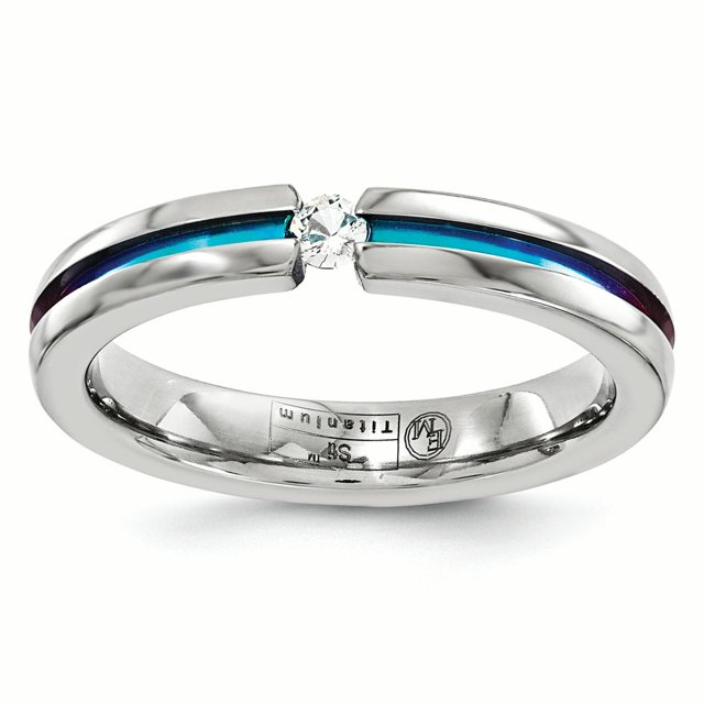 Edward Mirell Titanium White Sapphire Multicolored Anodized 4mm Band Size 9.5
