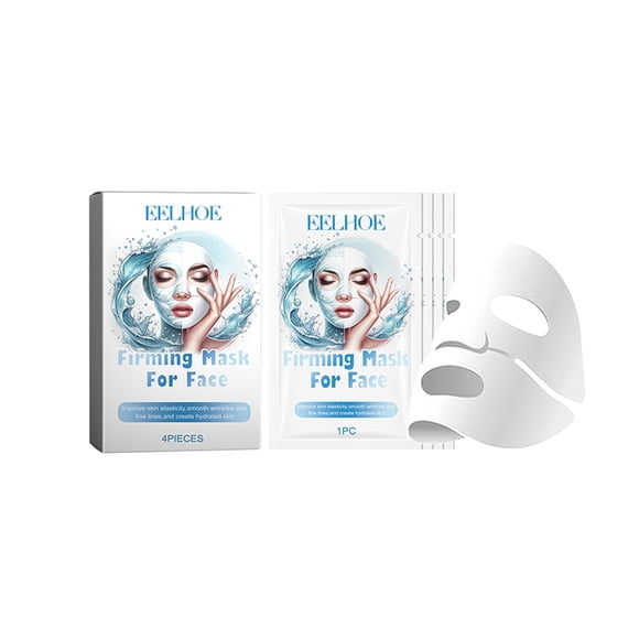 EARKITY Collagen Peptide Hydrating Face Masks, Instant Brightening Firming Anti Aging Face Sheet Masks, Moisturizing Spa Face Masks Skincare with Hyaluronic Acid, Vitamin C, Chamomile, Aloe, 4pc
