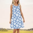 thumbnail image 2 of WEIYLL Robes Filles Été Plage Natation Couverture Sans Manches Imprimé Palmier Fleur Volants Bleu Ciel Robe 7-8 Ans, 2 of 4