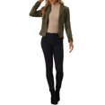 thumbnail image 2 of INSPIRE CHIC Women's Faux Suede Button up Casual Open Front Drawstring Long Sleeve Blazer M Olive Green, 2 of 5