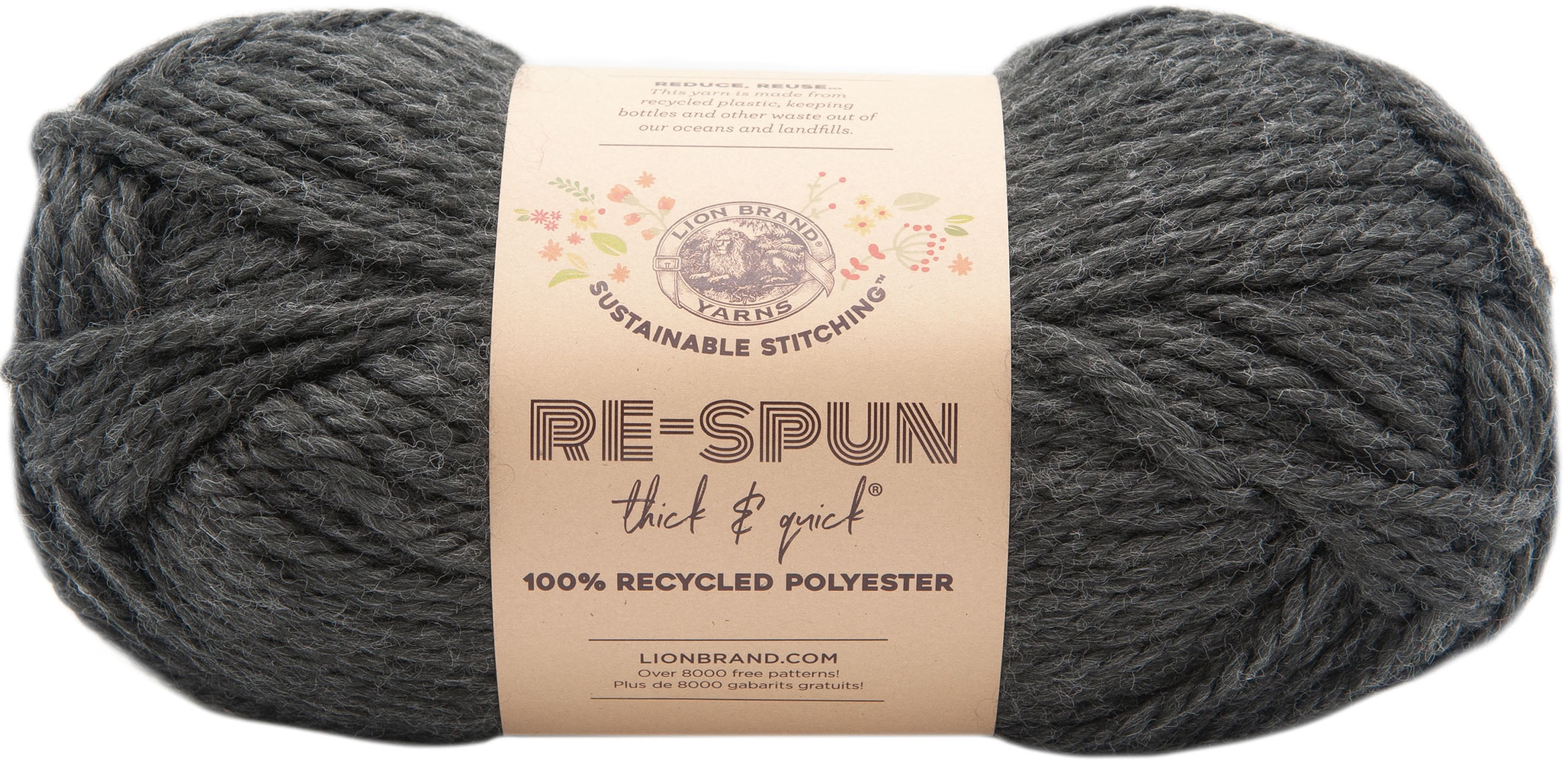 Fil Lion Brand Re-Spun Thick & Quick® Grand Corbeau Fil #6 super volumineux de polyester recyclé, 340g/ 204m-1CT