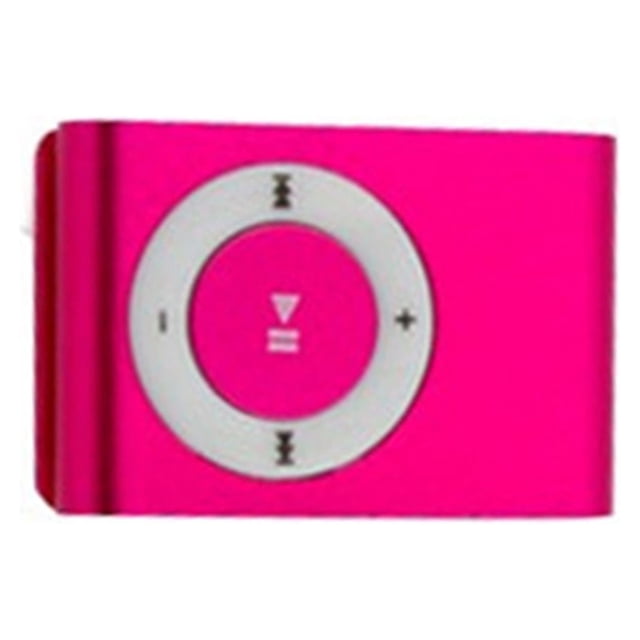 Mini Portable USB MP3 Player Mini Clip MP3 Waterproof Sport by Flyflise, designed for active lifestyles. Compact and lightweight in vibrant pink, featuring a circular control panel for easy navigation. Perfect for sports and portable audio enjoyment.