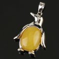 thumbnail image 1 of Collier Pendentif Pingouin Femme Pierre Naturelle Œil de Tigre Mignon Animal Homme, 1 of 6