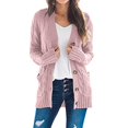 thumbnail image 2 of Cardigan Sweaters for Women Womens Long Sleeve Cable Knit Cardigan Sweaters Open Front Solid Fall Outwear with Pockets, 2 of 9