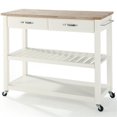 thumbnail image 1 of Crosley 2 Drawer Natural Wood Top Kitchen Cart in White, 1 of 9