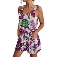 thumbnail image 1 of Pisexur Combinaison Décontractée Grande Taille pour Femmes Summer Floral Sans Manches Sangle Spaghetti Réglable en Vrac Short Extensible d'Une Seule Pièce avec Poches S-3XL, 1 of 5