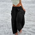 thumbnail image 2 of Yuyuzo Women's Wide Leg Pants Elastic Waisted Drawstring Long Pants With Pockets Ladies Solid Color Loose Lounge Trousers, 2 of 7