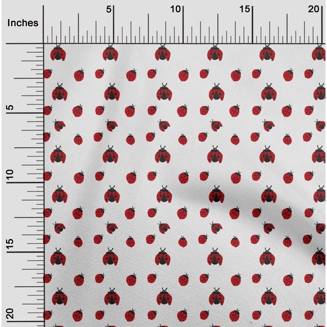 oneOone Tissu Jersey Coton Blanc Rouge Insecte Matériel de Couture Imprimé Tissu au Mètre 58 Pouces de Large