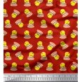 thumbnail image 1 of Soimoi polyester Crepe Fabric Cup,Plate & Chick Cartoon Print Fabric by Yard 42 Inch Wide, 1 of 3