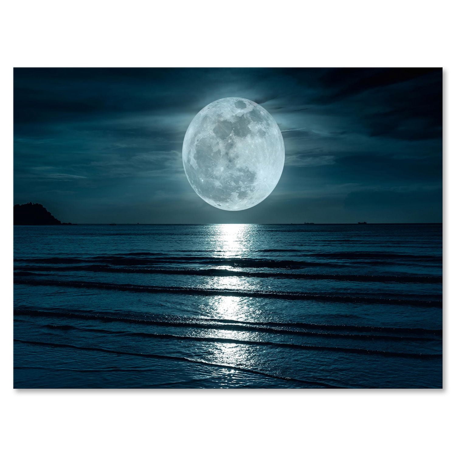 Designart Super lune sur la mer I Art mural sur toile