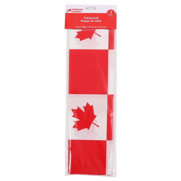 Way to Celebrate! Nappe de fête du Canada en plastique à carreaux rouges, 108in x 54in