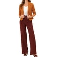 thumbnail image 2 of INSPIRE CHIC Women's Blazer Open Front Wear-to-Work Summer Crop Suit Jacket XS Dark Orange-Solid, 2 of 6