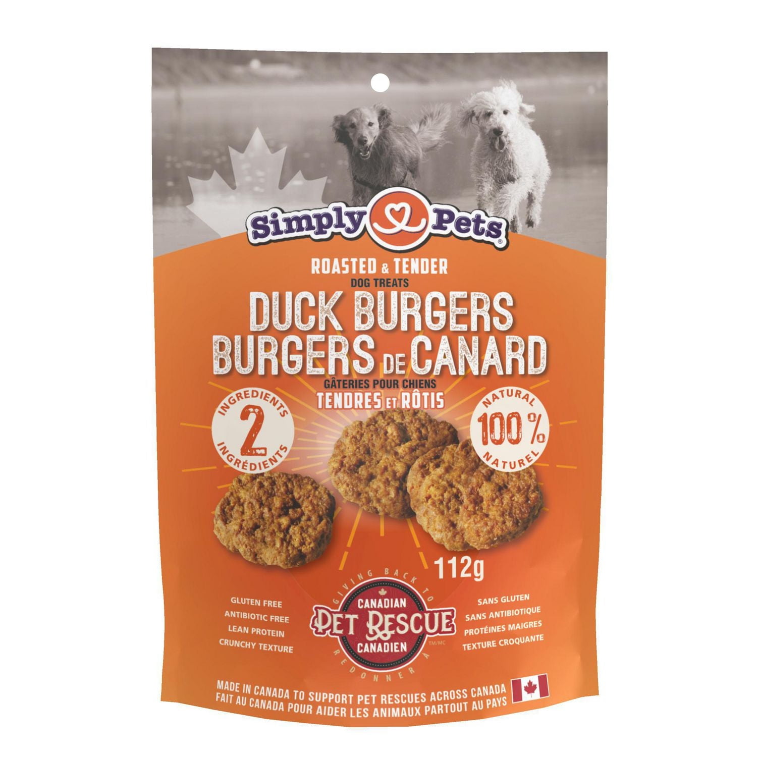 Simply Pets All Natural Roasted and Tender Duck Burgers Dog Treats