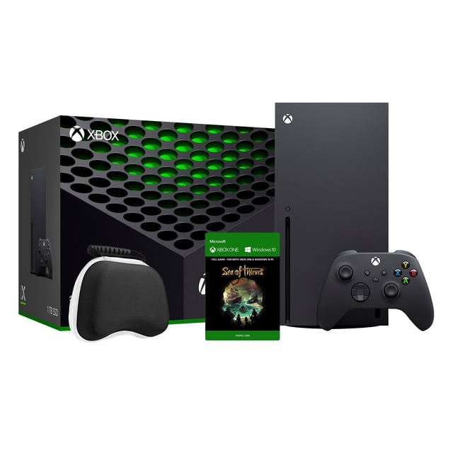 Xbox Series X Gaming Console - 1TB SSD Black Xbox Console and Wireless Controller with Sea of Thieves Full Game and Xbox Controller Protective Hard Shell Case