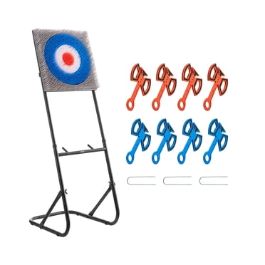 VEVOR Axe Throwing Game Plastic Bristle Target with 8 Throwing Axes Set Steel Frame