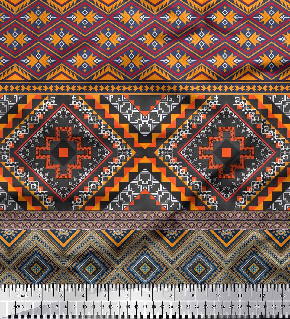 Soimoi Rayon Fabric Geometric Southwestern Print Fabric by the Yard 56 Inch Wide