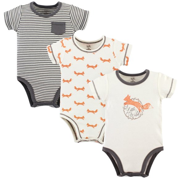 Touched by Nature Justaucorps en Coton Biologique Unisexes pour Bébé, Fox Lot de 3, 3-6 Mois
