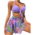 thumbnail image 1 of Birdeem Womens Printed High Waisted Split Swimsuit Three-Piece Swimsuit Set, 1 of 1