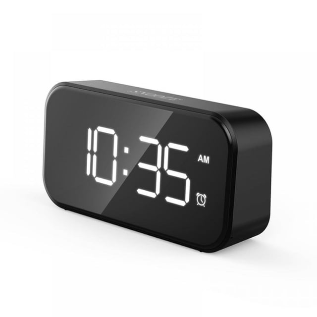 Réveil à LED Numérique Plein Écran avec Apparence Noire et Police Verte Horloge de Table Horloge Électronique Réveil de Bureau