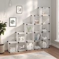thumbnail image 1 of vidaXL Storage Cube Organiser with 15 Cubes and Doors Transparent PP, 1 of 1