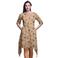 thumbnail image 1 of Bimba Kurti Asymétrique Orange à Feuilles Tribales Imprimées pour Femmes Robe d'Été Indienne Tunique XX-Grand, 1 of 6