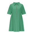 thumbnail image 4 of Weiqiqre Robes Décontractées pour Femmes à Fermeture Éclair, Manches Courtes Style Cap, Col en V, Robes Midi Décontractées Fluides avec Poches, 4 of 6