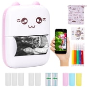 Pocket Printer Mini BT Thermal Printer Compatible with iOS & Android Paper Printer Portable Label Sticker Receipt Printer for Working Listing/Study Notes/Travel Journal