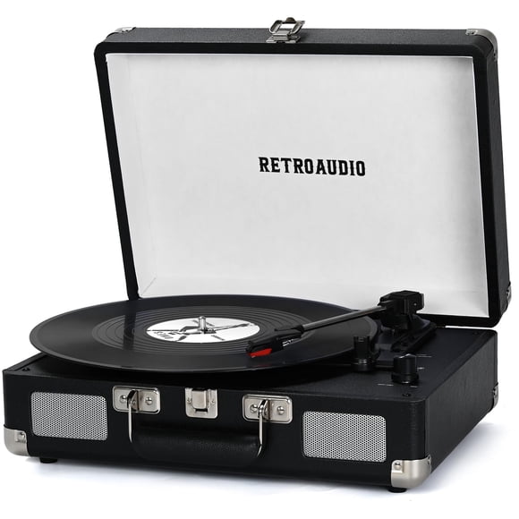 Vinyl Record Player 3-Speed Bluetooth Portable Suitcase Belt-Driven Record Player with 2 Built-in Stereo Speakers Vinyl Vintage T