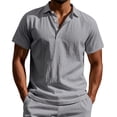 thumbnail image 3 of Txeol Mens Short Sleeve Shirts Casual Athletic Fit Button V Neck Tee Shirt Solid Color Basic Workout Muscle Tops,Gray,S, 3 of 10