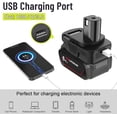 thumbnail image 2 of DM18RL Battery Adapter Converter with USB & Type-C Port for Use with R-yobi 18V Lithium Battery Tools, Converts De-Walt 20V Li-ion or Mil-Waukee 18V Li-ion Battery to R-yobi 18V Li-ion Battery, 2 of 10