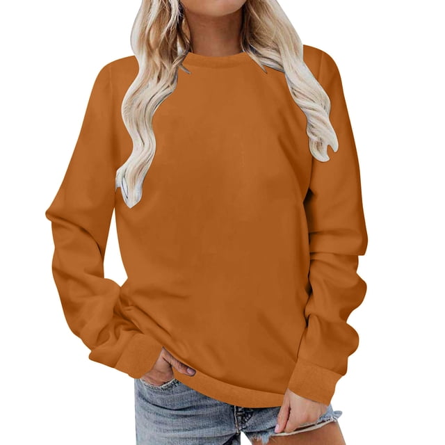 hotojiny Workout Tops for Women Plus Size Long Sleeve Crewneck Sweatshirt Oversized Lightweight Basic Pullover Fall 2025