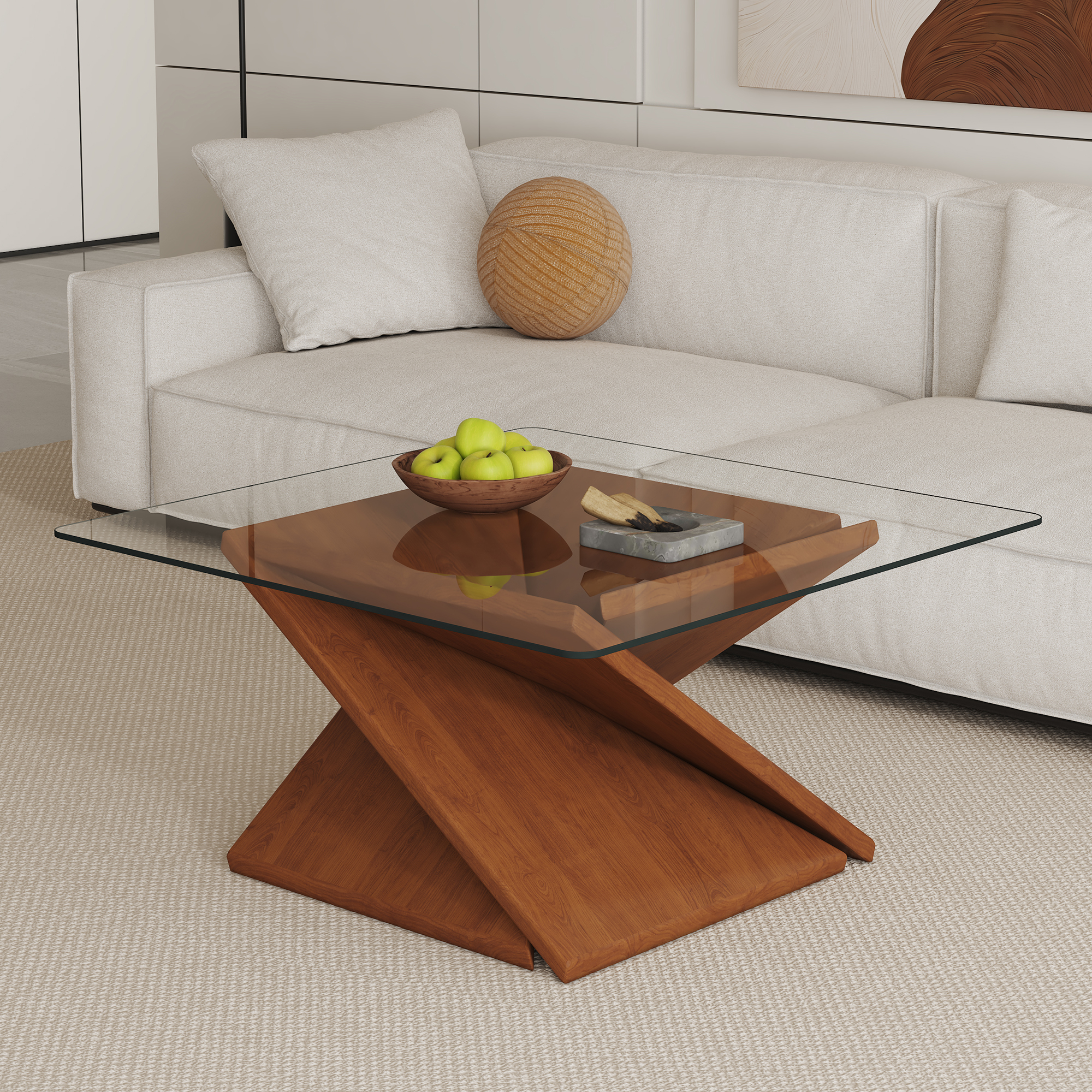 Noble House Table basse en verre trempé carré 36", transparent résistant à la chaleur, pour cuisine et restaurant, transparent