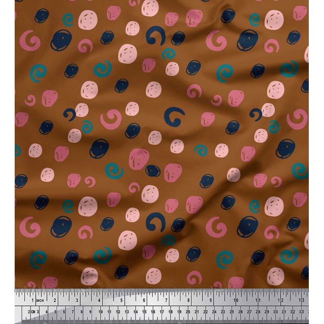 Soimoi Polyester Crepe Fabric Brush Stroke Abstract Print Fabric by The Yard 52 Inch Wide