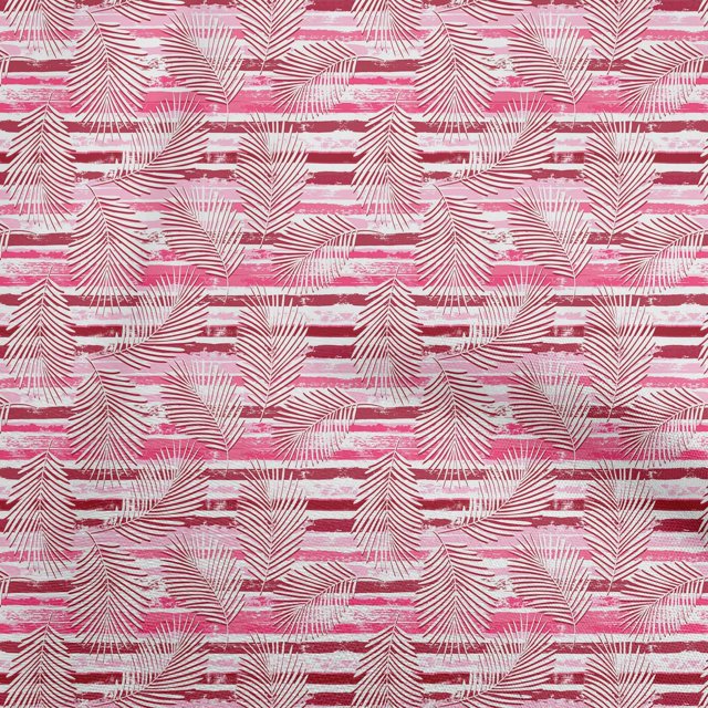 oneOone Polyester Spandex Pink Fabric Tropical Leaf Craft Projects Decor Fabric Printed By The Yard 56 Inch Wide